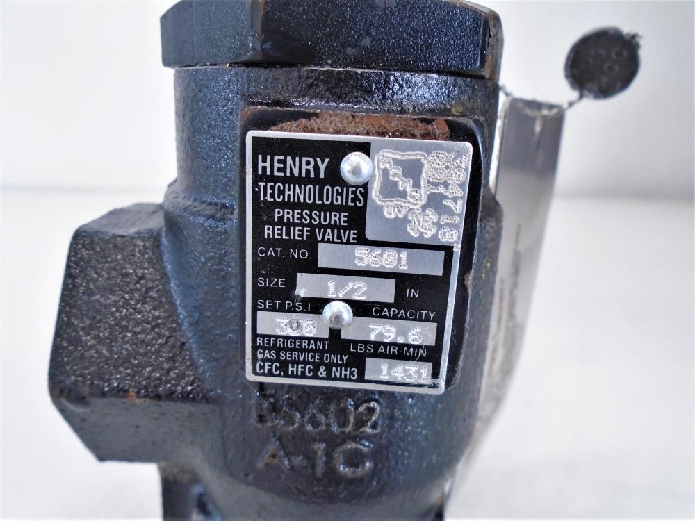 Henry 1/2" NPT x 1" NPT Refrigerant Relief Valve, #5601, 300 PSI, Cast Iron